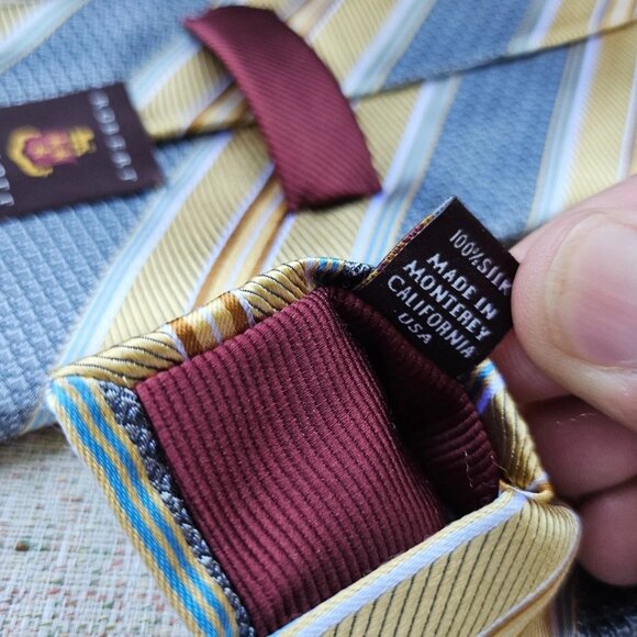 Robert Talbott Men Tie 100% Silk Necktie Gray/Gold Striped Necktie Made in USA - Picture 10 of 10